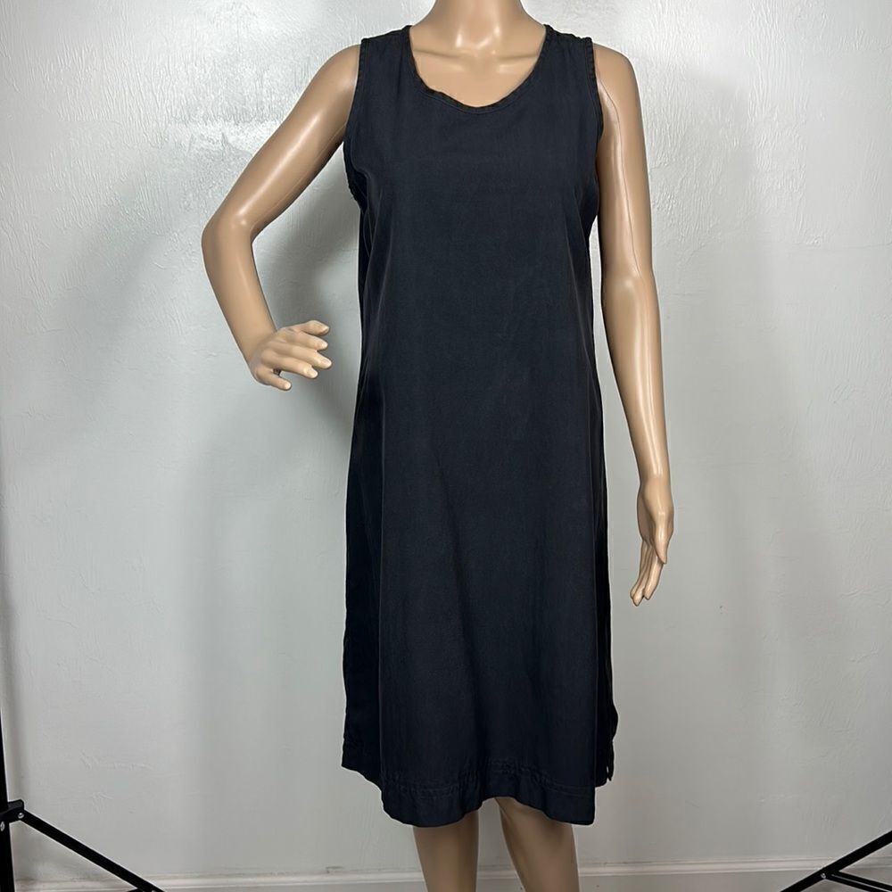 Tommy Bahama Silk Dark Gray Sleeveless Shift Midi Dress Size M